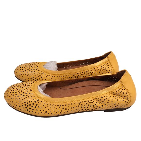 Vionic Robyn Perforated Leather Ballet Flats Shoes Size 9.5 Buttercup New Defect - Picture 3 of 8
